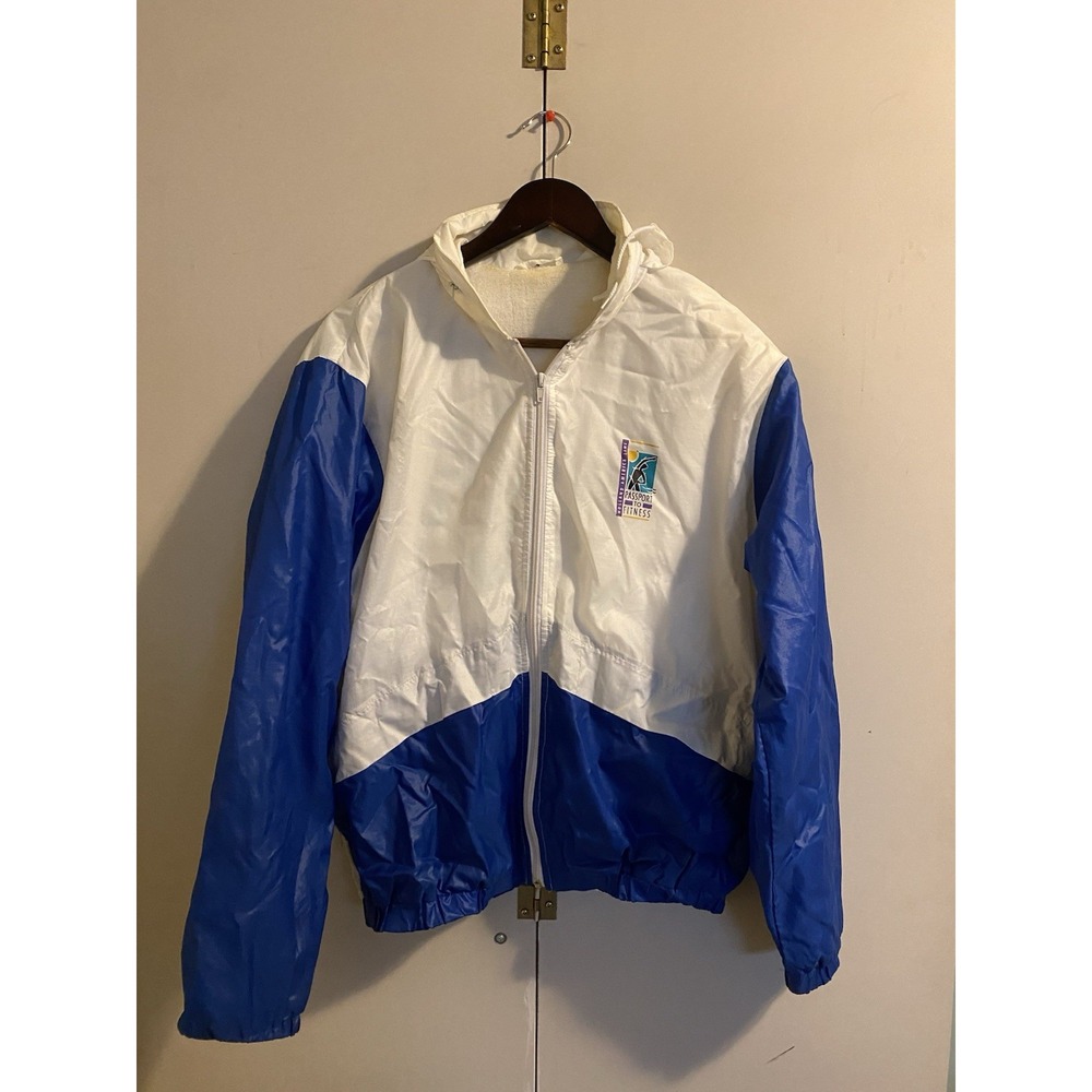 Holland America Line Windbreaker Jacket Mens Medium Blue Fair Vintage 90s Y2K